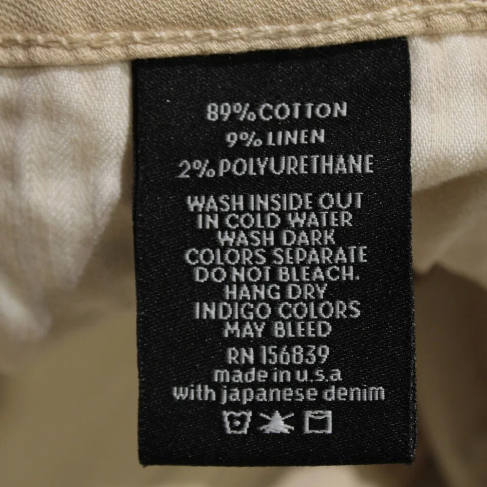 Monfrere NWT 5 Pocket Jeans Size 30 US Slim Straight Beige Cotton & Linen